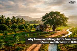 Aerial view of premium green farmland landscape near Bangalore.