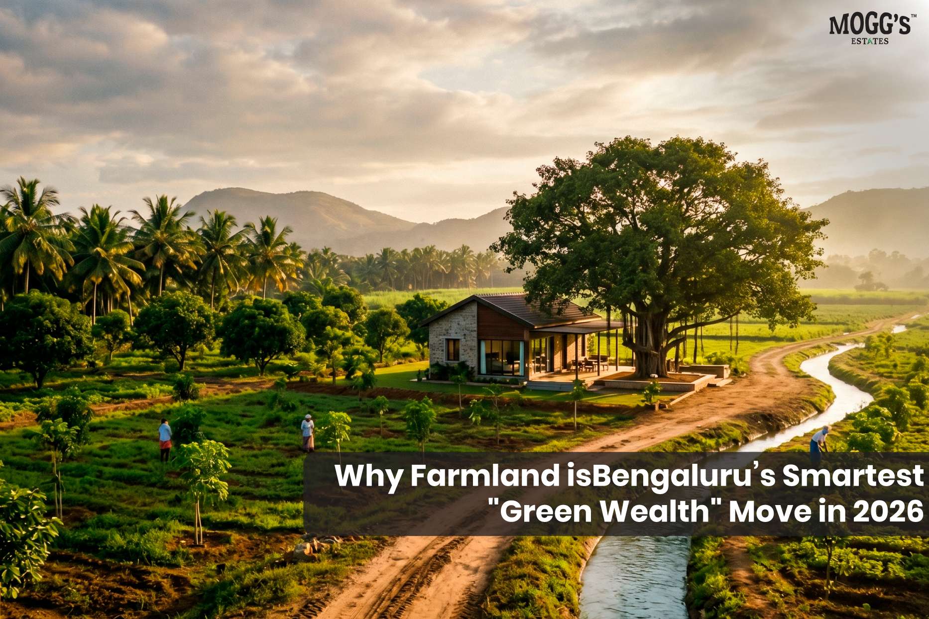 Aerial view of premium green farmland landscape near Bangalore.