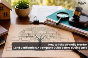 Family tree document and land records used for property ownership and land verification before purchasing agricultural land.