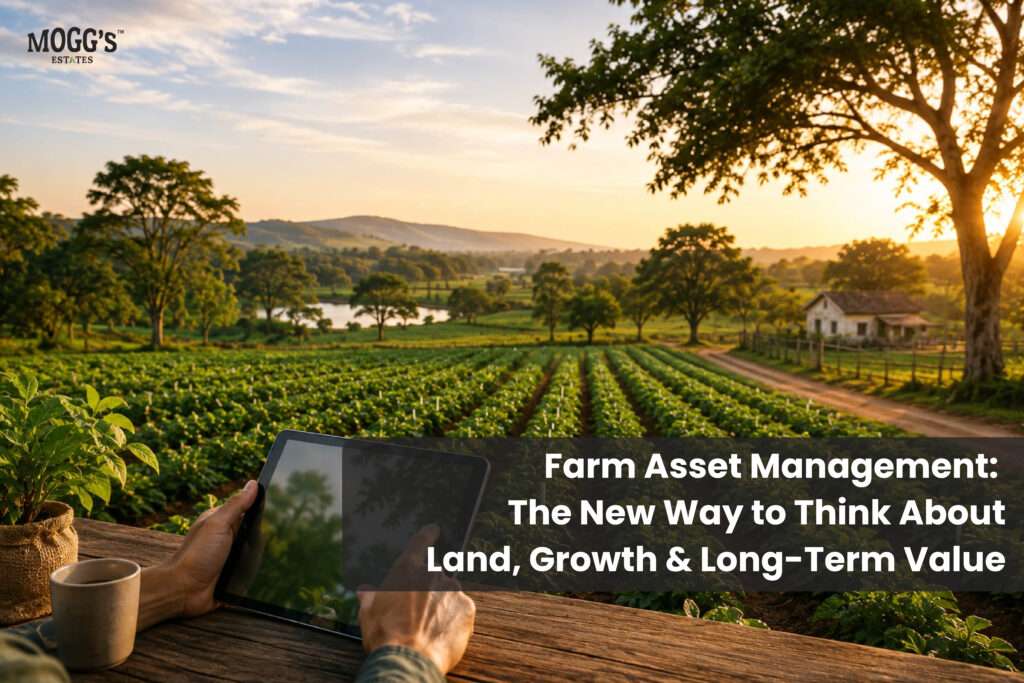 Farm asset management with sustainable farmland, crops and modern farm monitoring