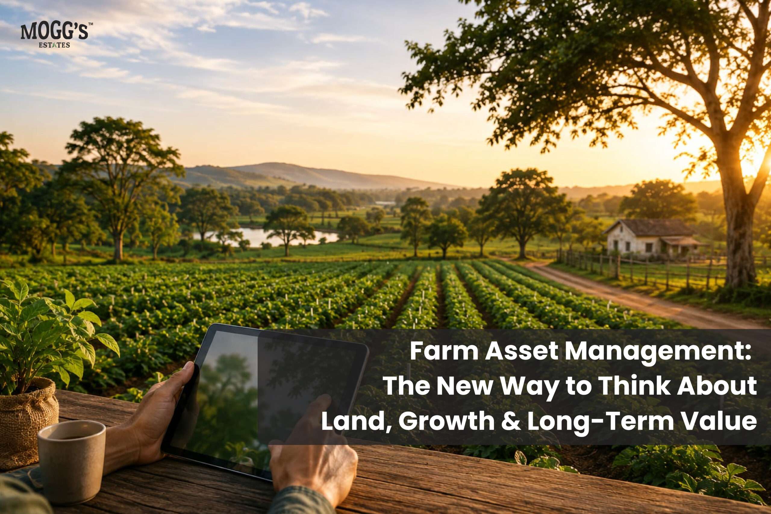 Farm asset management with sustainable farmland, crops and modern farm monitoring