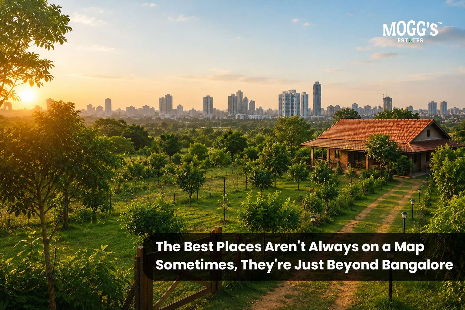 Managed farmland near Bangalore with lush green landscapes offering a peaceful farm life and weekend retreat.