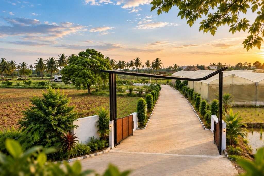 Nidhivanaa Farms managed farmland in Hoskote near Bengaluru