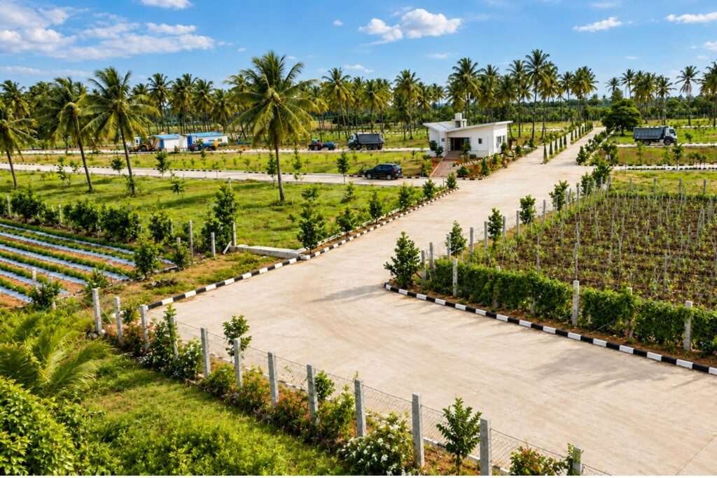 Nidhivanaa Farms managed farmland in Hoskote near Bengaluru