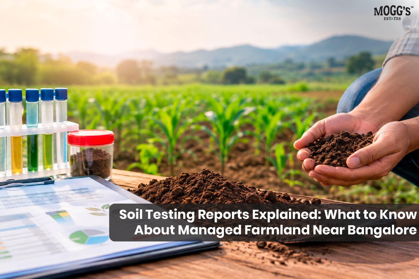 Soil testing and soil sample analysis in an agricultural field near Bangalore